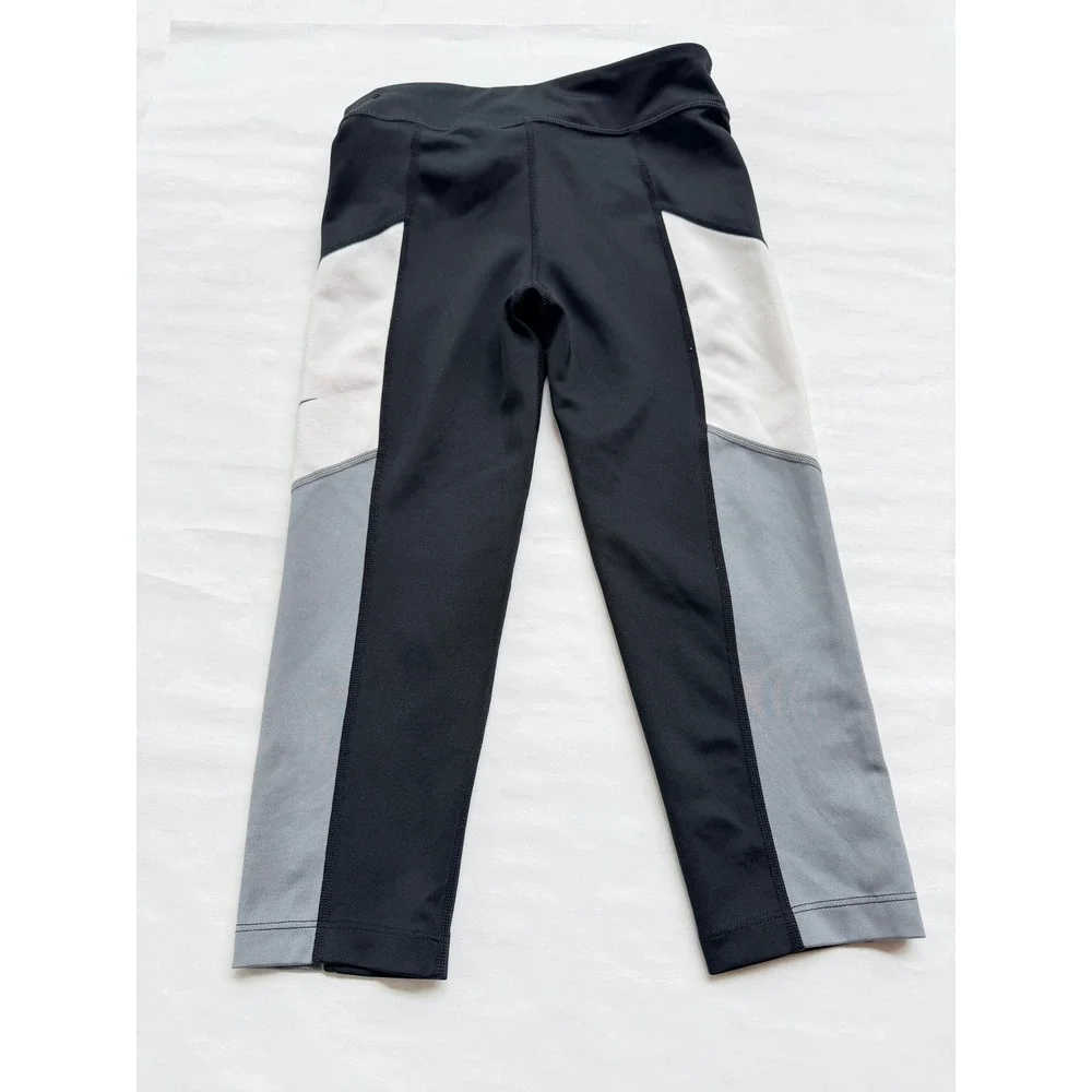 Nike Girls Dri-FIT Colorblock Leggings Black Grey White CU2191-011 Size M
